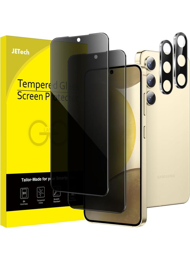 Jetech Privacy Screen Protector For Samsung Galaxy S24 5G 6.2 Inch With Camera Lens Protector Anti Spy Tempered Glass Film Fingerprint Id Compatible 2 Pack Each - Image 1