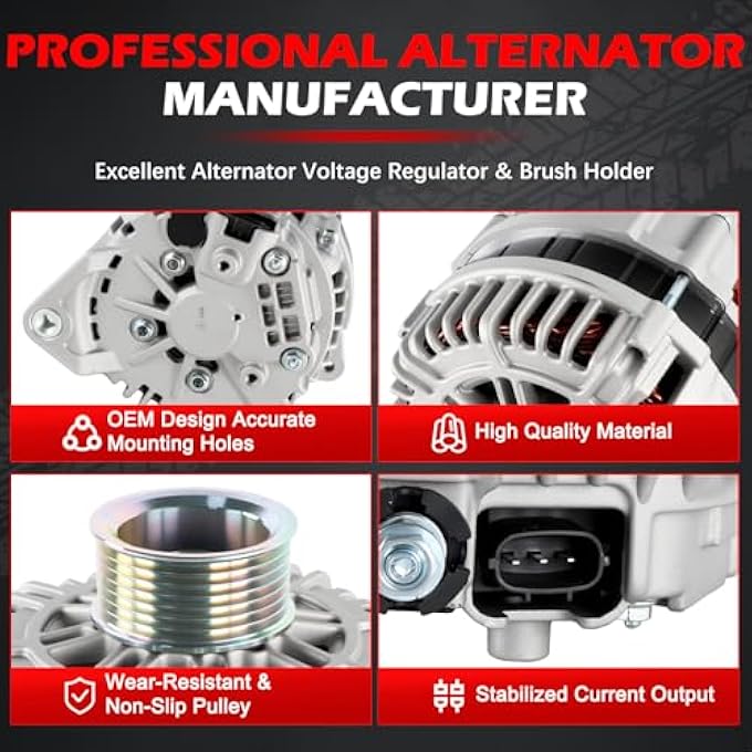 Autodevil 11121 Alternator Fit for 2005-2007 Frontier 4.0L, for 2005-2007 Pathfinder 4.0L Only fit XE/S Model, for 2005-2007 Xterra 4.0L, 110Amp 12V Automotive Replacement Alternators 11121N - Image 5