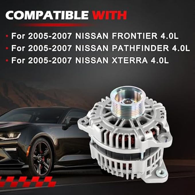 Autodevil 11121 Alternator Fit for 2005-2007 Frontier 4.0L, for 2005-2007 Pathfinder 4.0L Only fit XE/S Model, for 2005-2007 Xterra 4.0L, 110Amp 12V Automotive Replacement Alternators 11121N - Image 2