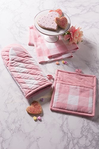 DII Buffalo Check Kitchen Collection, Classic Farmhouse Kitchen Set, Potholder, One Size, Pink &White, 2 Piece - Image 5