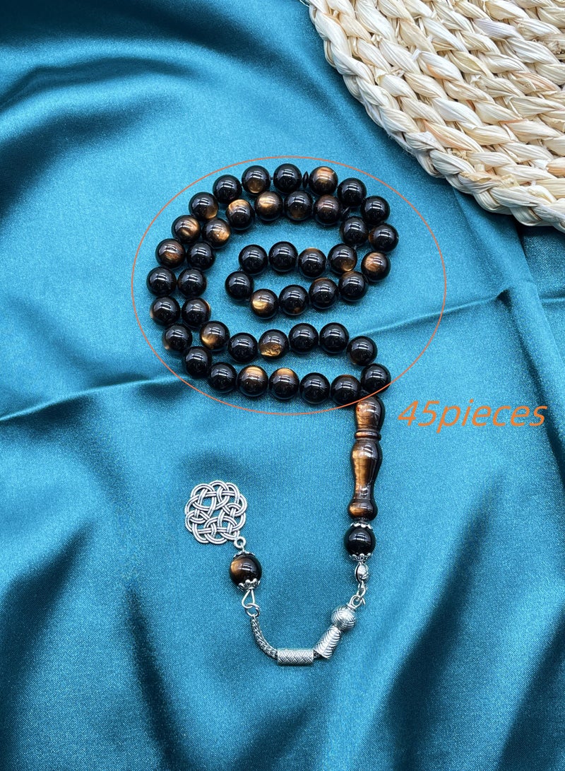 سوار راتنج عين القط عيار 10 مم 45 خرزة، مسبحة الصلاة اليومية لعرق هوي  - Image 4