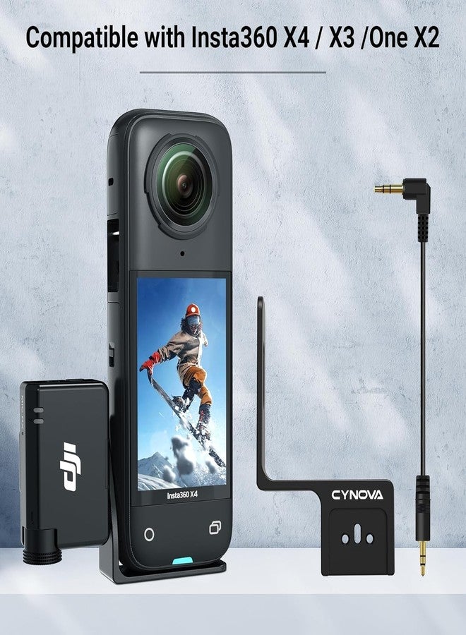 CYNOVA Insta 360 X4 Mic Mini Receiver Mount, Compatible with DJI Mic Mini, Insta360 x5, x4, x3 Aluminum Cold Shoe Mount Bracket, Black - Image 2