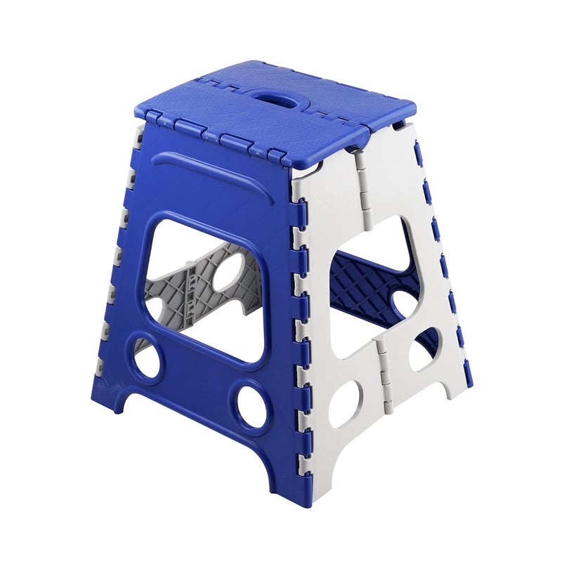 Primelife 18 Inches Plastic Super Strong Folding Step Stool for Adults and Kids Kitchen Stepping Stools Garden Step Stool Kitchen Stool Blue White