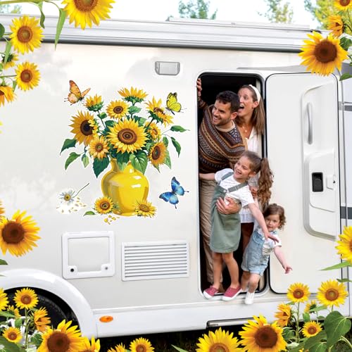 Yomaiha 7Pcs Sunflower Dishwasher Magnet Cover Set: Sunflower, Vase, Butterfly; PVC Material; 7 Count; DECORATIVE MAGNET; Refrigerator Magnets - Image 3
