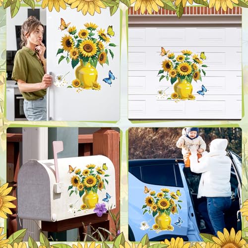 Yomaiha 7Pcs Sunflower Dishwasher Magnet Cover Set: Sunflower, Vase, Butterfly; PVC Material; 7 Count; DECORATIVE MAGNET; Refrigerator Magnets - Image 4