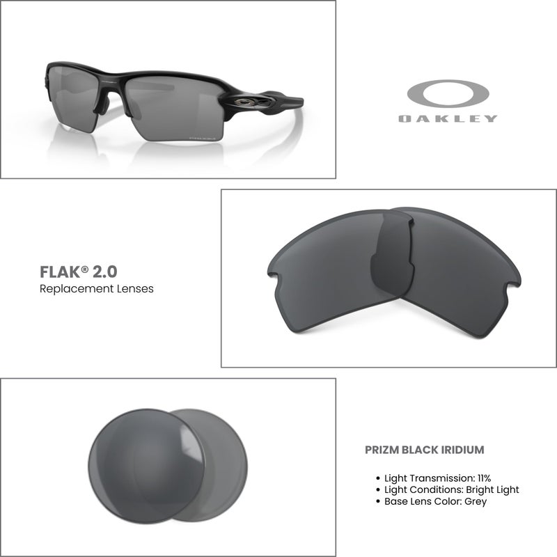Oakley Authentic Flak 2.0 OO9295 00000959 PRIZM Black Iridium Replacement Lenses For Men For Women + Bundle Microfiber Pouch-FRAMES NOT INCLUDED - Image 3