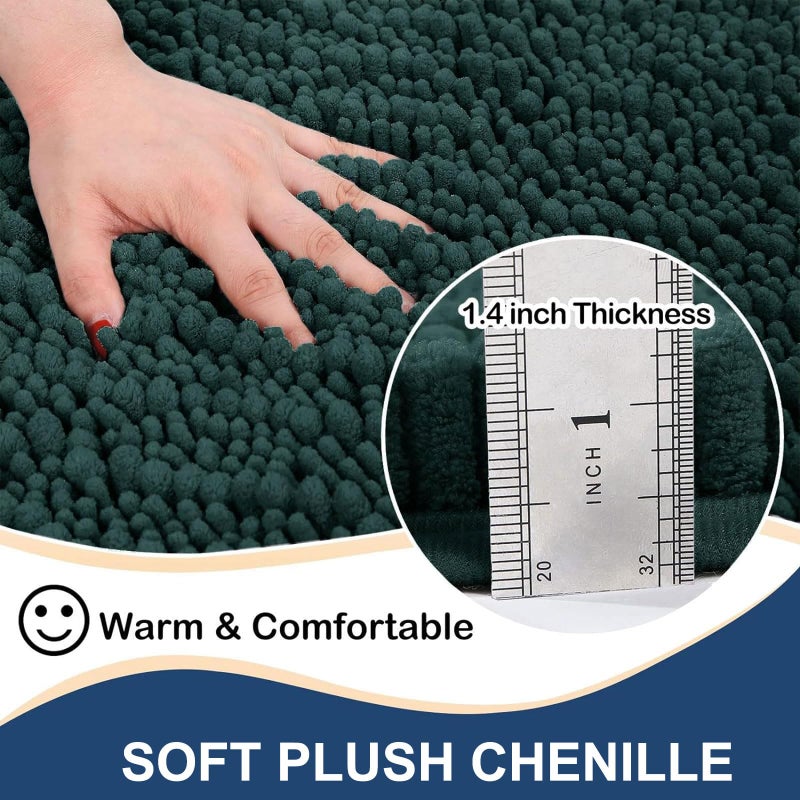 Arotive Arotive Luxury Chenille Toilet Rugs U-Shaped  Extra Soft Thick Absorbent Toilet Mat  Non-Slip Shaggy Plush Contour Bathroom Rugs  Machine Wash Dry Bath Rug Mat for Toilet Base 20""x20""  Dark Green  - Image 1