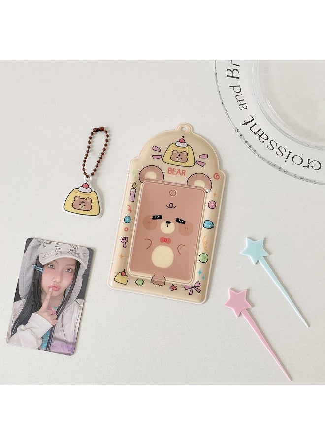 NIBEMINENT 1 - Piece Cute Cartoon PVC Kpop Photo Card Holder Pendant Key Chain ID Badge Holder ID Card Holder Photo Card Protector for School ID Office ID Access Card for Women Girls  - Image 1