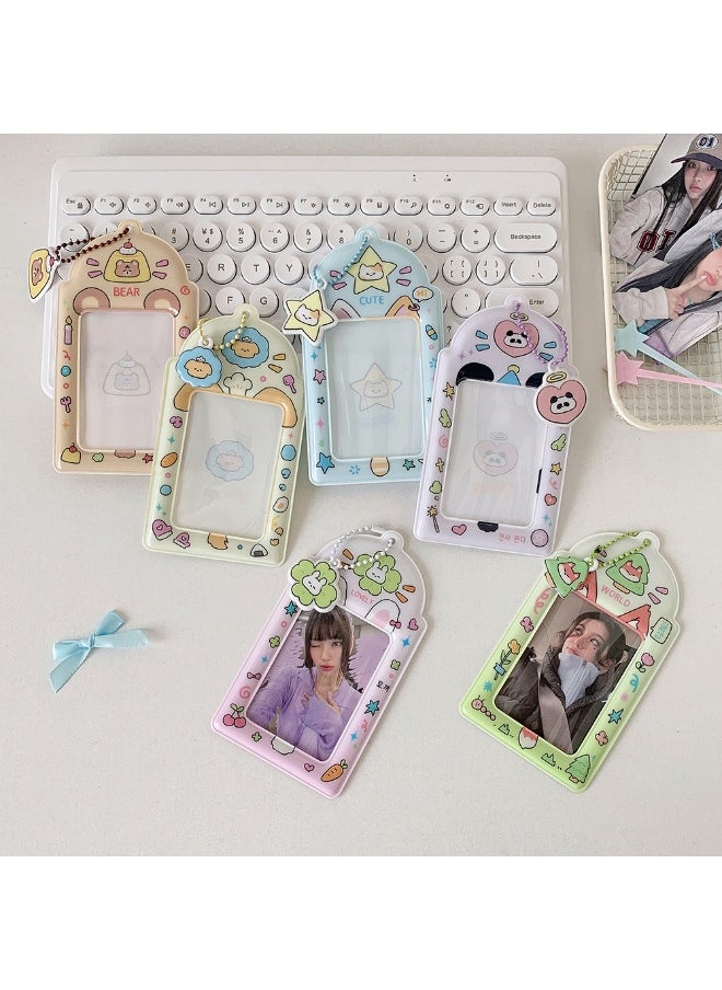 NIBEMINENT 1 - Piece Cute Cartoon PVC Kpop Photo Card Holder Pendant Key Chain ID Badge Holder ID Card Holder Photo Card Protector for School ID Office ID Access Card for Women Girls  - Image 2