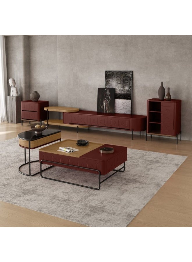 بيتونيا طاولة تلفزيون من مجموعة مفتاحة عسير - برغندي - Image 3