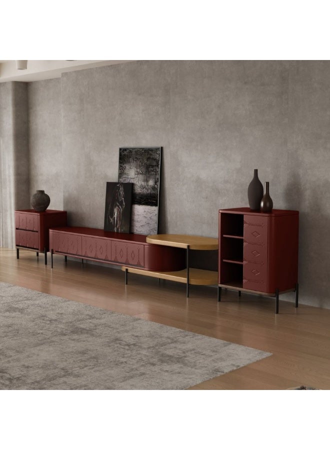 بيتونيا طاولة تلفزيون من مجموعة مفتاحة عسير - برغندي - Image 2