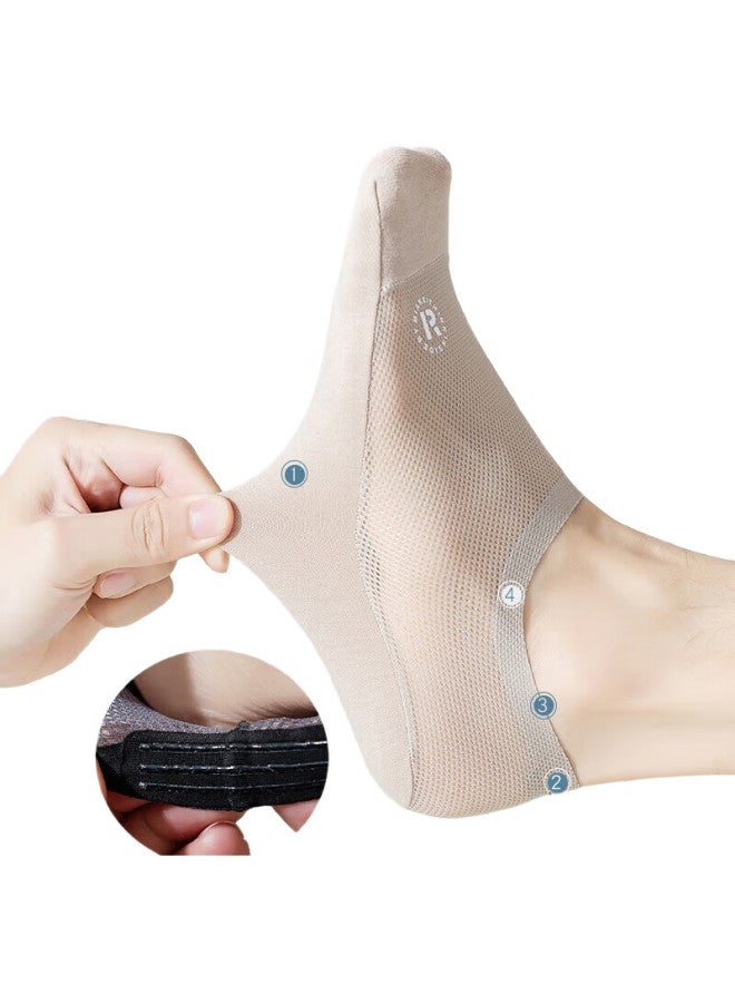 Modal 5 Pairs Of Mesh Boat Socks Men'S Spring And Summer Ice Silk Ultra-Thin Cool Feeling Cotton Bottom Breathable Silicone Anti-Slip Men'S Invisible Socks - Image 1