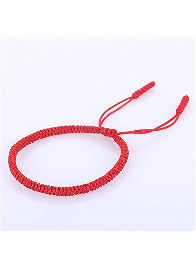 Handmade Bracelet Unisex Adjustable Handmade Braided Rope Bracelet Red Black Rope - Image 2