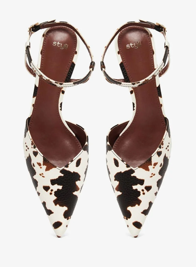 Styli  Cow Print Kitten Heel Formal Shoes for Women | Best Price UAE