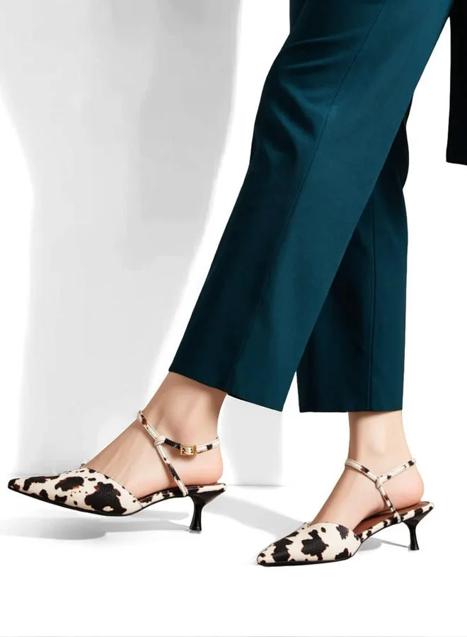 Cow Print Kitten Heel Formal Shoes