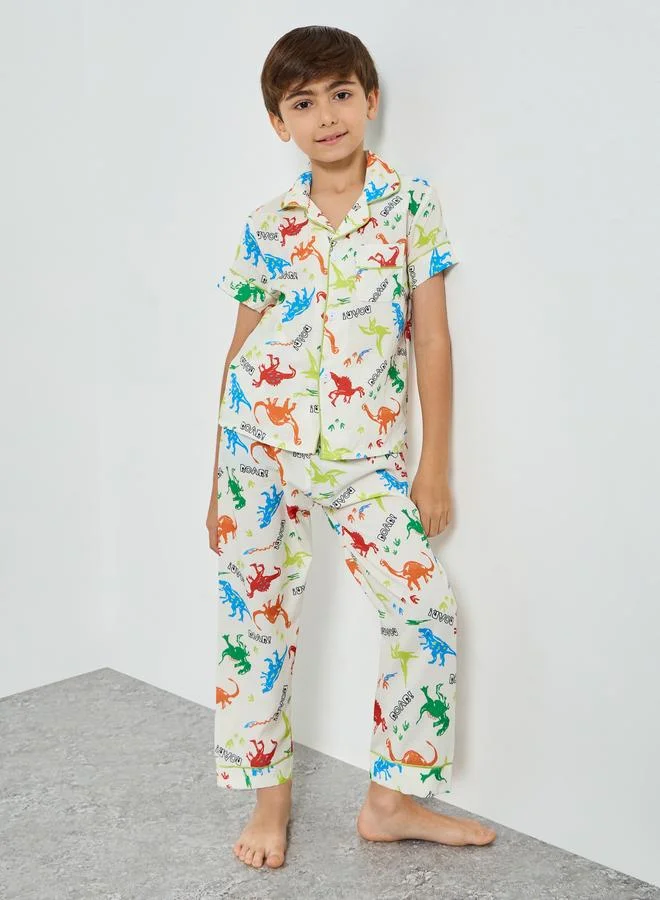 Take Two Boys All Over Print Shirt and Pyjama Set