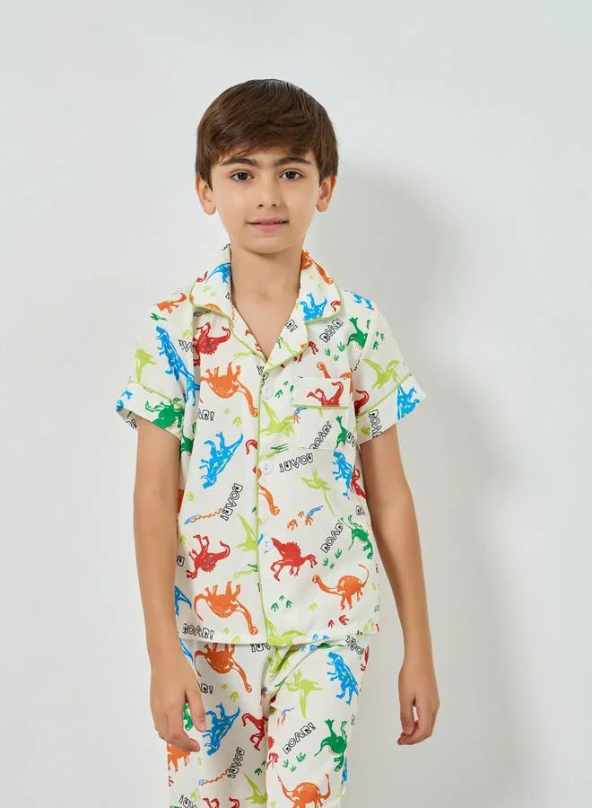 Take Two Boys All Over Print Shirt and Pyjama Set