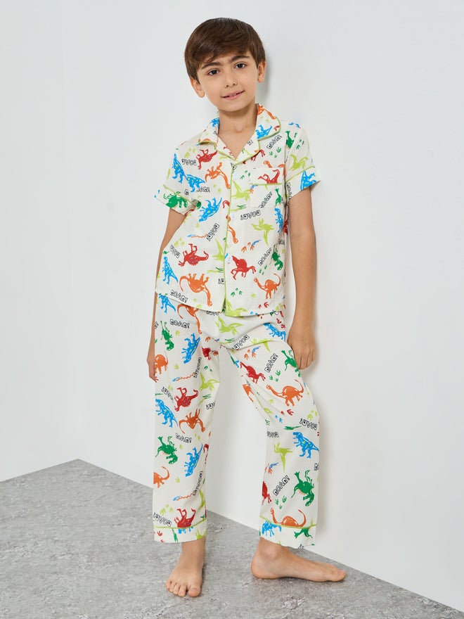 Take Two Boys All Over Print Shirt and Pyjama Set - Image 1