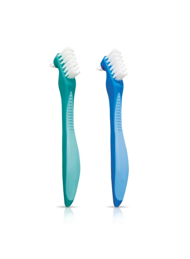 GUM Denture Brush - Dual Headed Hard Bristle Toothbrush for Dentures & Acrylic Retainers - Dentist Recommended Denture Cleaner (Pack of 1) - Image 3