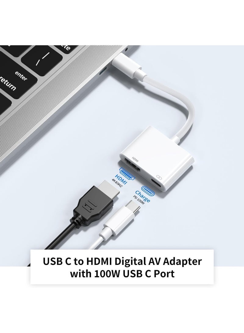 USB C to HDMI Adapter for iPhone 17 16 15 to TV, 4K@60Hz Type-C to HDMI Adapter with 100W Fast Charging Port for iPhone 17/17 Pro/17 Pro Max/Air/16 15 Pro Max to HDTV Projector Monitor - Image 2