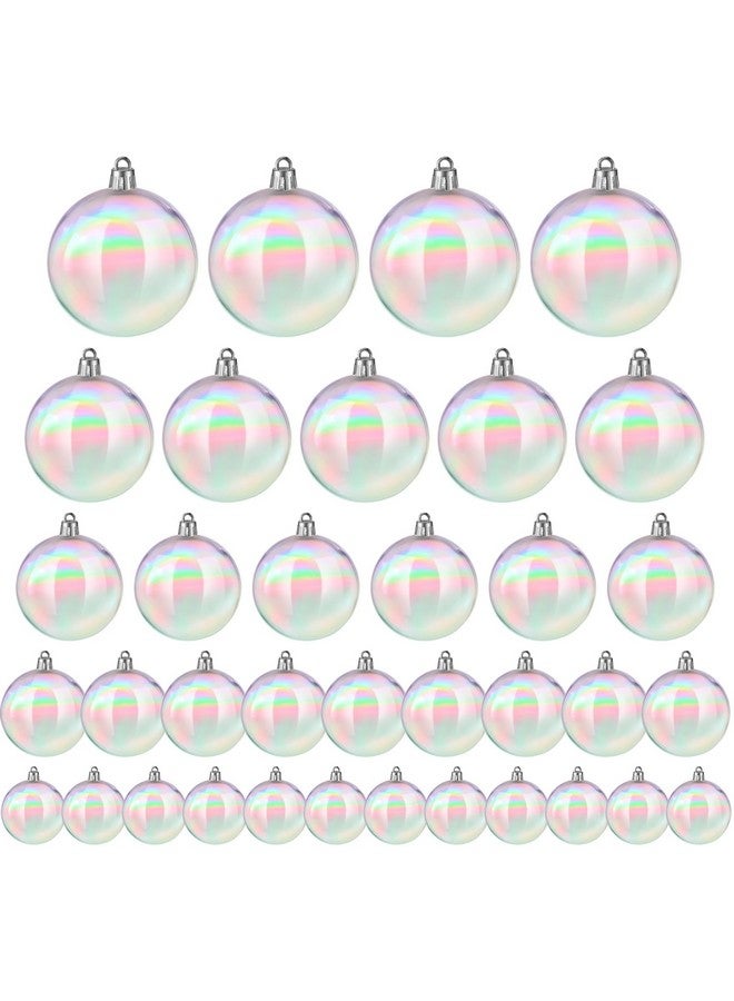 Shappy 36 Pcs Christmas Iridescent Ornaments, Transparent DIY Shatterproof Hanging Christmas Rainbow Ball Christmas Ornament 5 Different Sizes for Party, Wedding, Home Decor (Clear) - Image 1