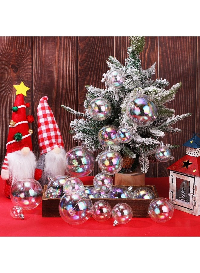 Shappy 36 Pcs Christmas Iridescent Ornaments, Transparent DIY Shatterproof Hanging Christmas Rainbow Ball Christmas Ornament 5 Different Sizes for Party, Wedding, Home Decor (Clear) - Image 3