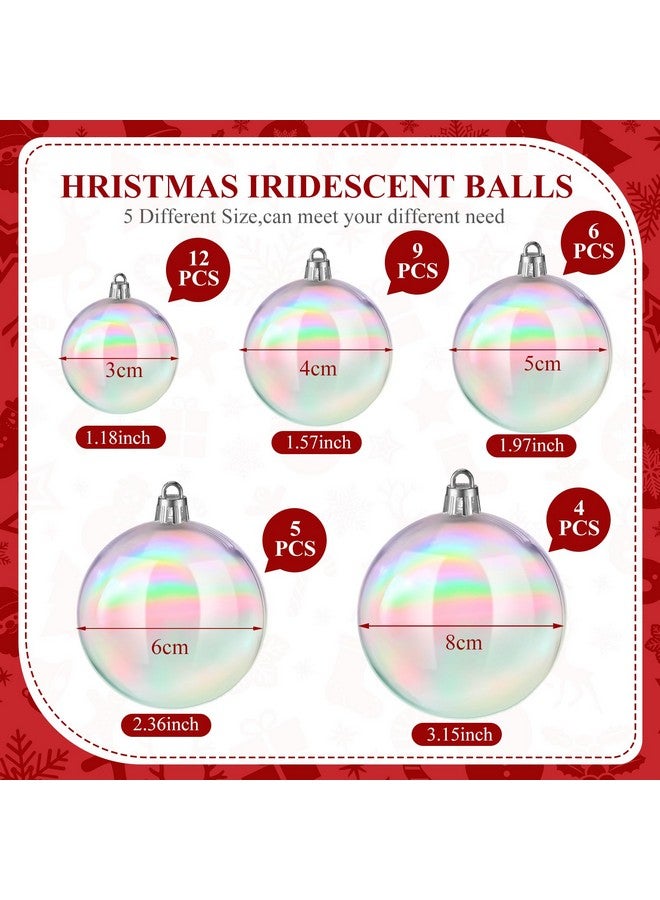 Shappy 36 Pcs Christmas Iridescent Ornaments, Transparent DIY Shatterproof Hanging Christmas Rainbow Ball Christmas Ornament 5 Different Sizes for Party, Wedding, Home Decor (Clear) - Image 2