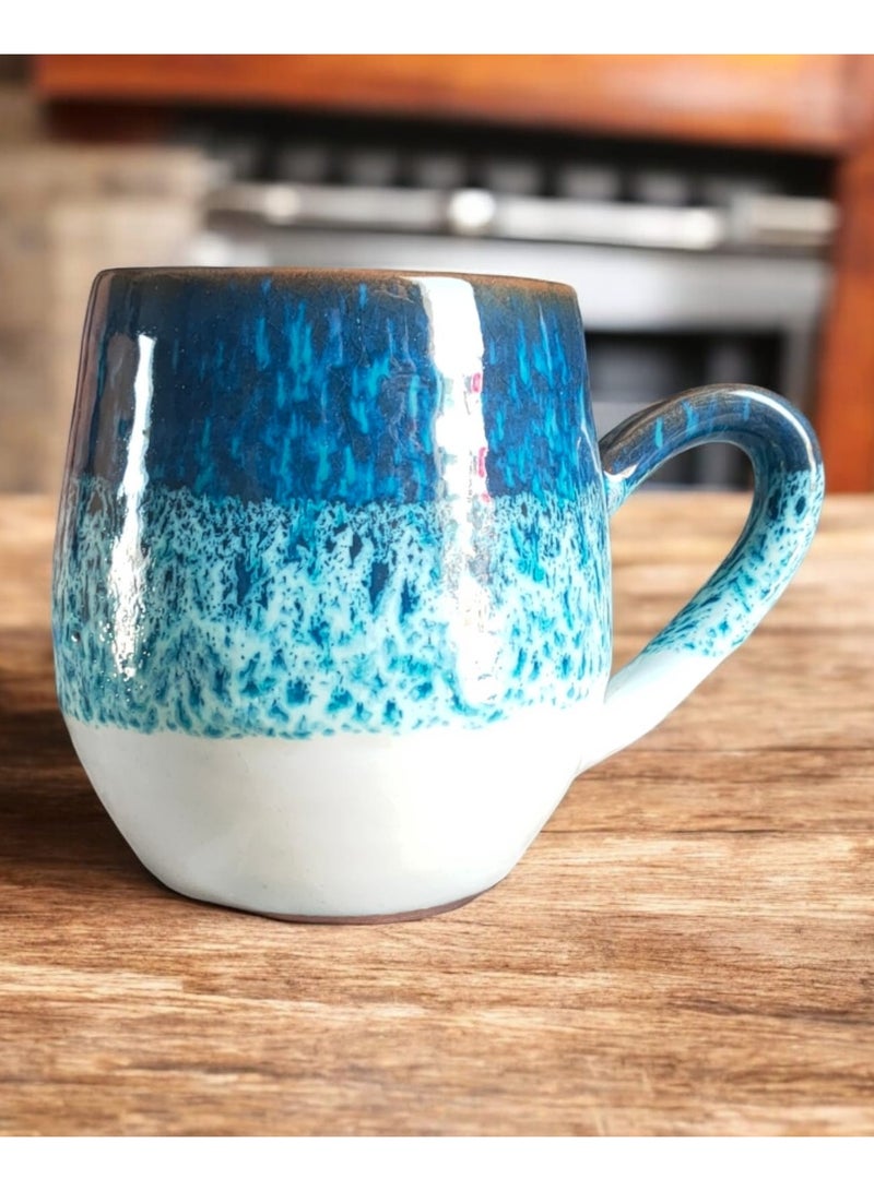 color zone pottery 300ml ceramic and earthenware mug, each piece is unique, microwave safe - Image 1