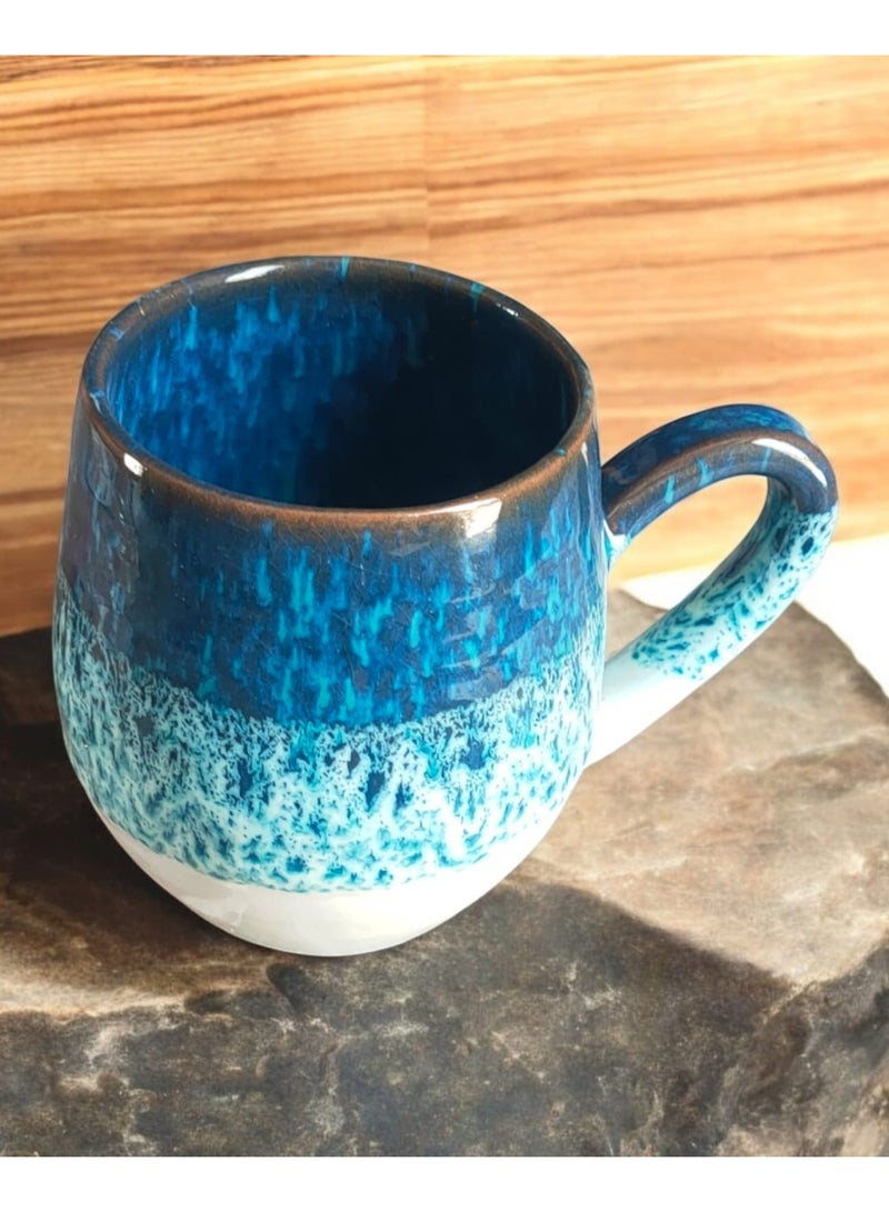 color zone pottery 300ml ceramic and earthenware mug, each piece is unique, microwave safe - Image 2