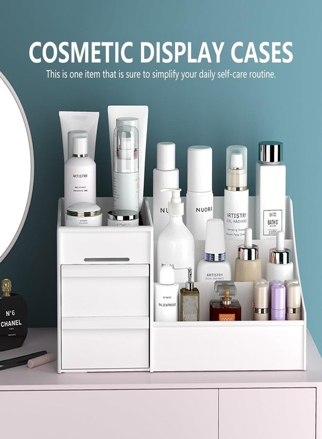 Lemoza Makeup Organizer with Drawers Vanity Storage Box, Versatile Plastic Makeup Organizer, Perfect for Home and Office Use For Countertop Cosmetics Display Case Holder (WHITE) - Image 5