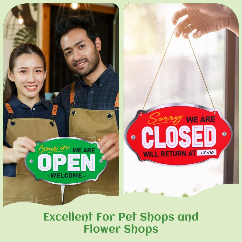 PETCEE Open Close Signs for Business - 11.8"x6.6" Closed Open Sign for Business with Display Specially for Restaurants Stores and Bars Effortlessly Set Your Hours - Image 5