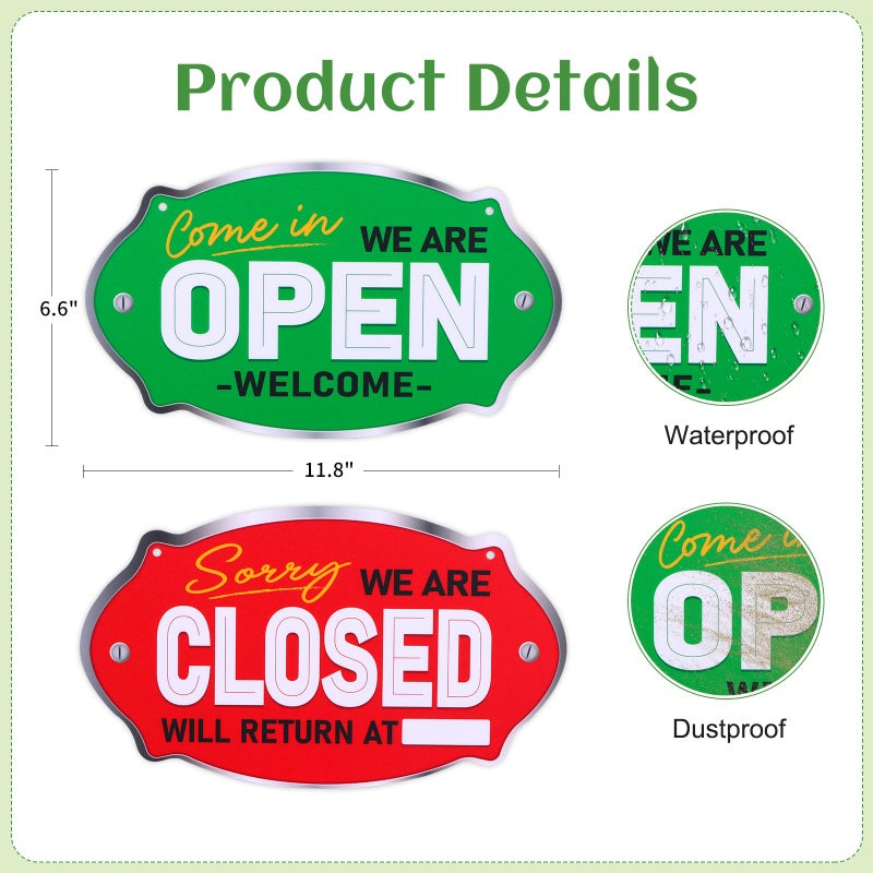 PETCEE Open Close Signs for Business - 11.8"x6.6" Closed Open Sign for Business with Display Specially for Restaurants Stores and Bars Effortlessly Set Your Hours - Image 3
