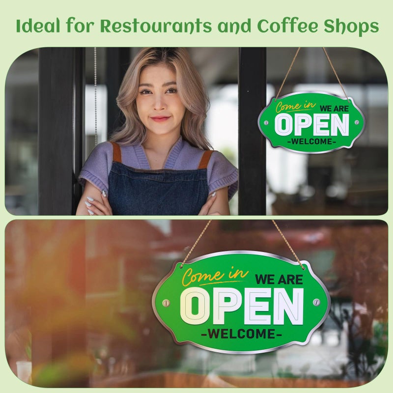PETCEE Open Close Signs for Business - 11.8"x6.6" Closed Open Sign for Business with Display Specially for Restaurants Stores and Bars Effortlessly Set Your Hours - Image 4