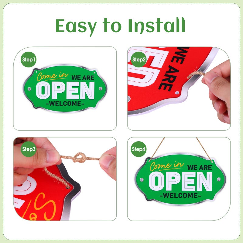PETCEE Open Close Signs for Business - 11.8"x6.6" Closed Open Sign for Business with Display Specially for Restaurants Stores and Bars Effortlessly Set Your Hours - Image 2