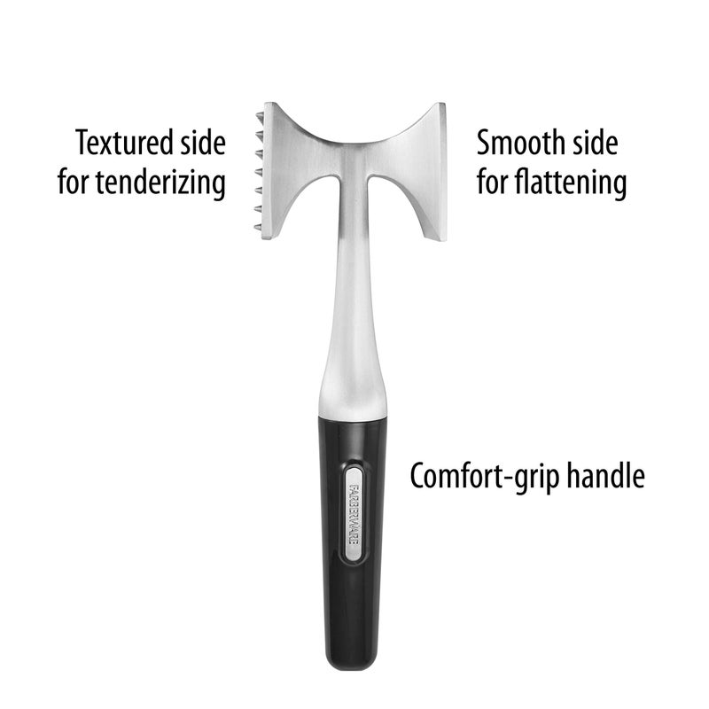 Farberware Professional Dual-Sided Rigid and Texture Stainless Steel Meat Tenderizer with Comfort Grip Handle  Great for Pounding Meat  Shellfish  Nuts  Dishwasher Safe  Black - Image 5