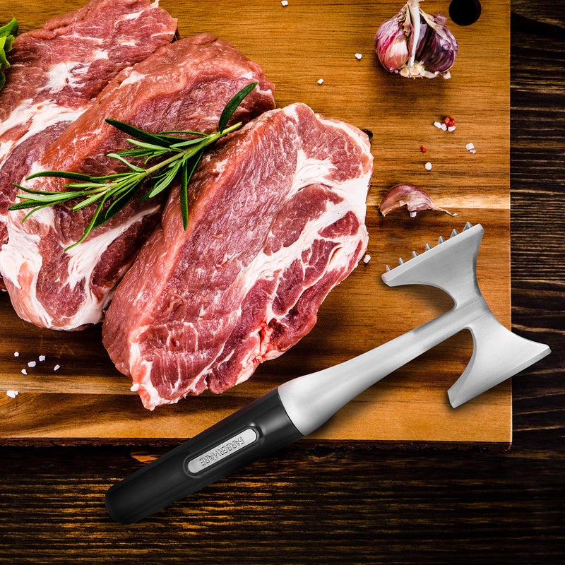 Farberware Professional Dual-Sided Rigid and Texture Stainless Steel Meat Tenderizer with Comfort Grip Handle  Great for Pounding Meat  Shellfish  Nuts  Dishwasher Safe  Black - Image 4