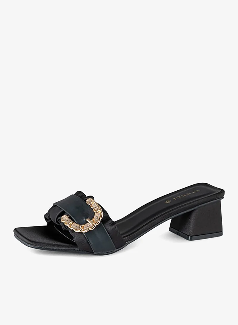 فينتشي صنادل نسائية بكعب منخفض بحزام واحد