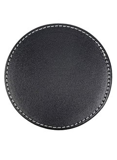 XiuWoo 6Pcs PU Leather Coasters with Holder for Drinks Heat Resistance Mats Coffee Coaster Protect Furniture Holding Cups Sports Bottles Black  - Image 4