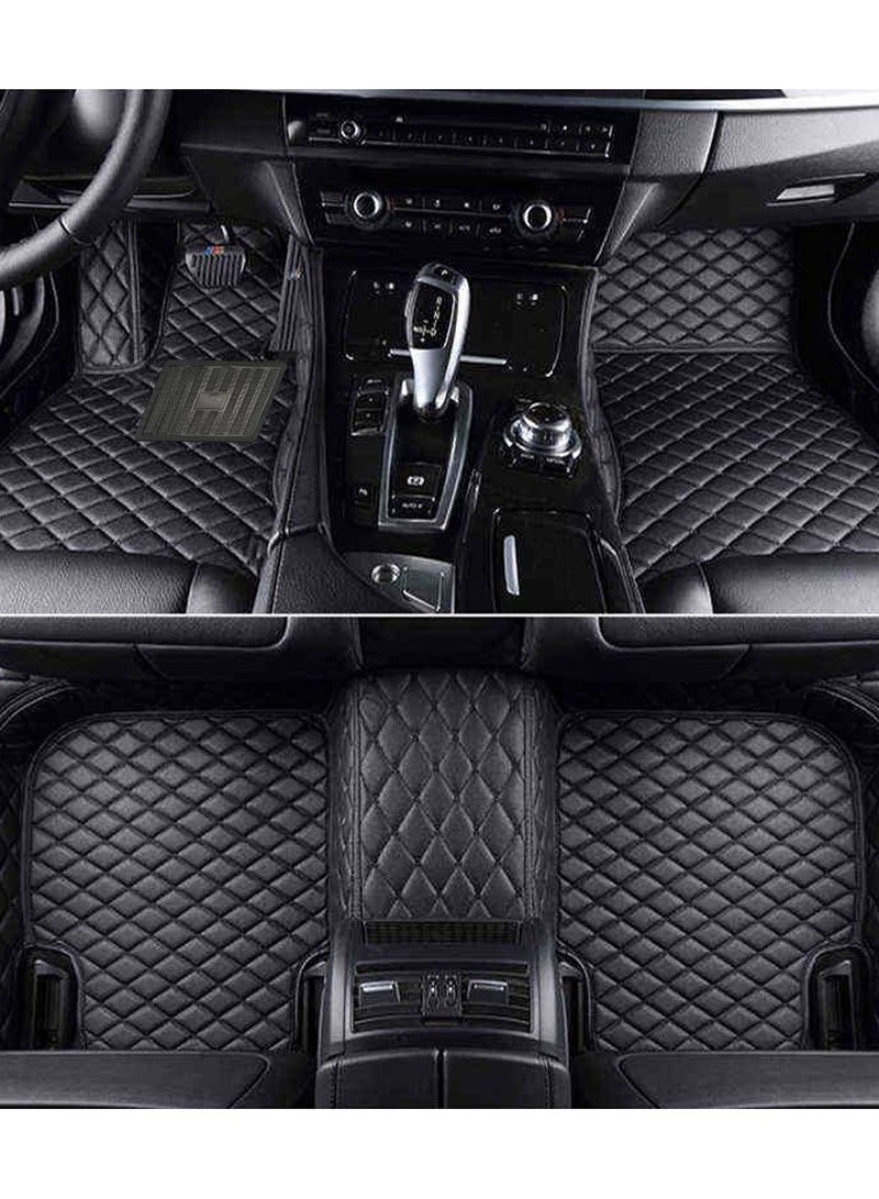 Car Floor Mat Set Car 3D Mat Set Contrast Stitching Mat 5Pcs Set Black - Image 1