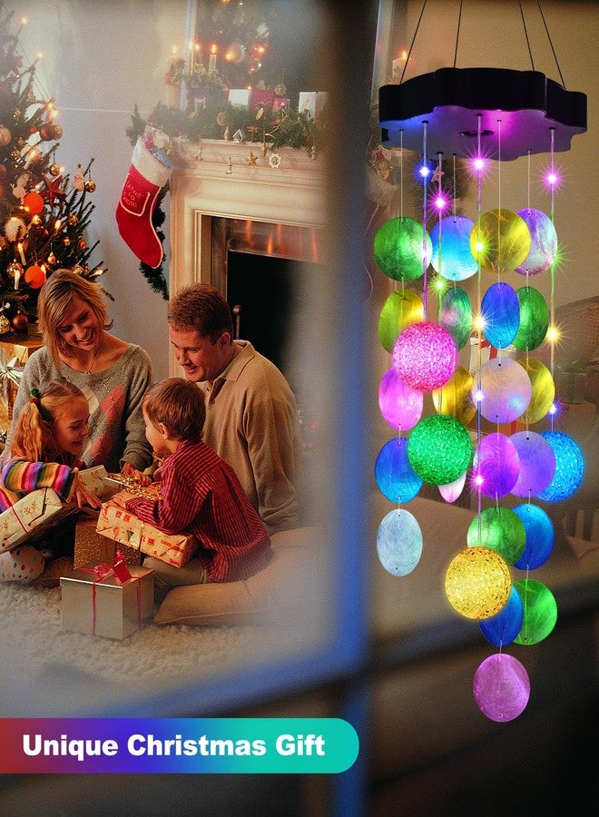 Toodour Solar Christmas Wind Chimes, Shells Lights Gifts for Mom Grandma Women Wife Girls, Waterproof Solar Outdoor Decorative Mobile Lights for Holiday Garden Porch Yard Window Xmas Decor (Pastel) - Image 4