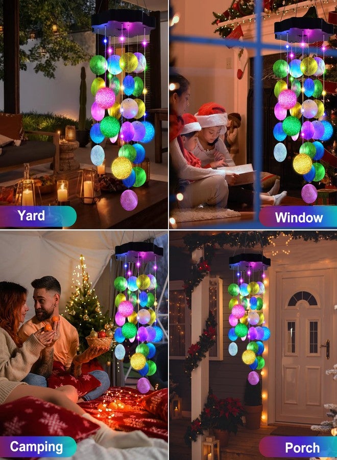 Toodour Solar Christmas Wind Chimes, Shells Lights Gifts for Mom Grandma Women Wife Girls, Waterproof Solar Outdoor Decorative Mobile Lights for Holiday Garden Porch Yard Window Xmas Decor (Pastel) - Image 5