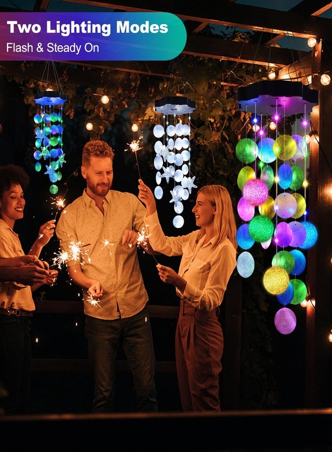 Toodour Solar Christmas Wind Chimes, Shells Lights Gifts for Mom Grandma Women Wife Girls, Waterproof Solar Outdoor Decorative Mobile Lights for Holiday Garden Porch Yard Window Xmas Decor (Pastel) - Image 2