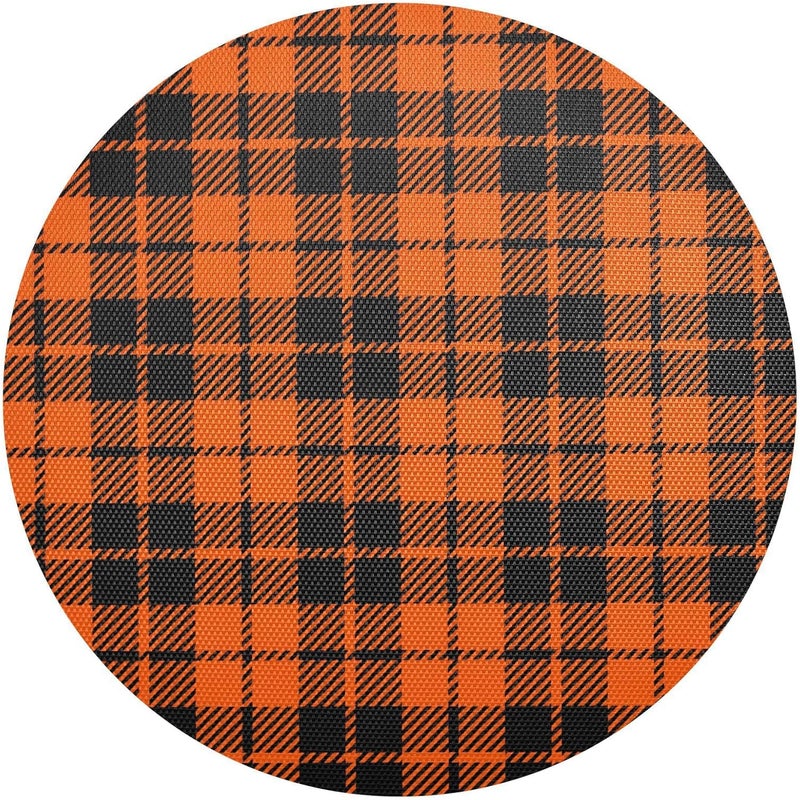 Kcldeci Autumn Fall Halloween Placemats for Dining Table Set of 6 Buffalo Check Round Place mats Tablemats for Kitchen Dining Table Decoration Indoor Outdoor - Image 1