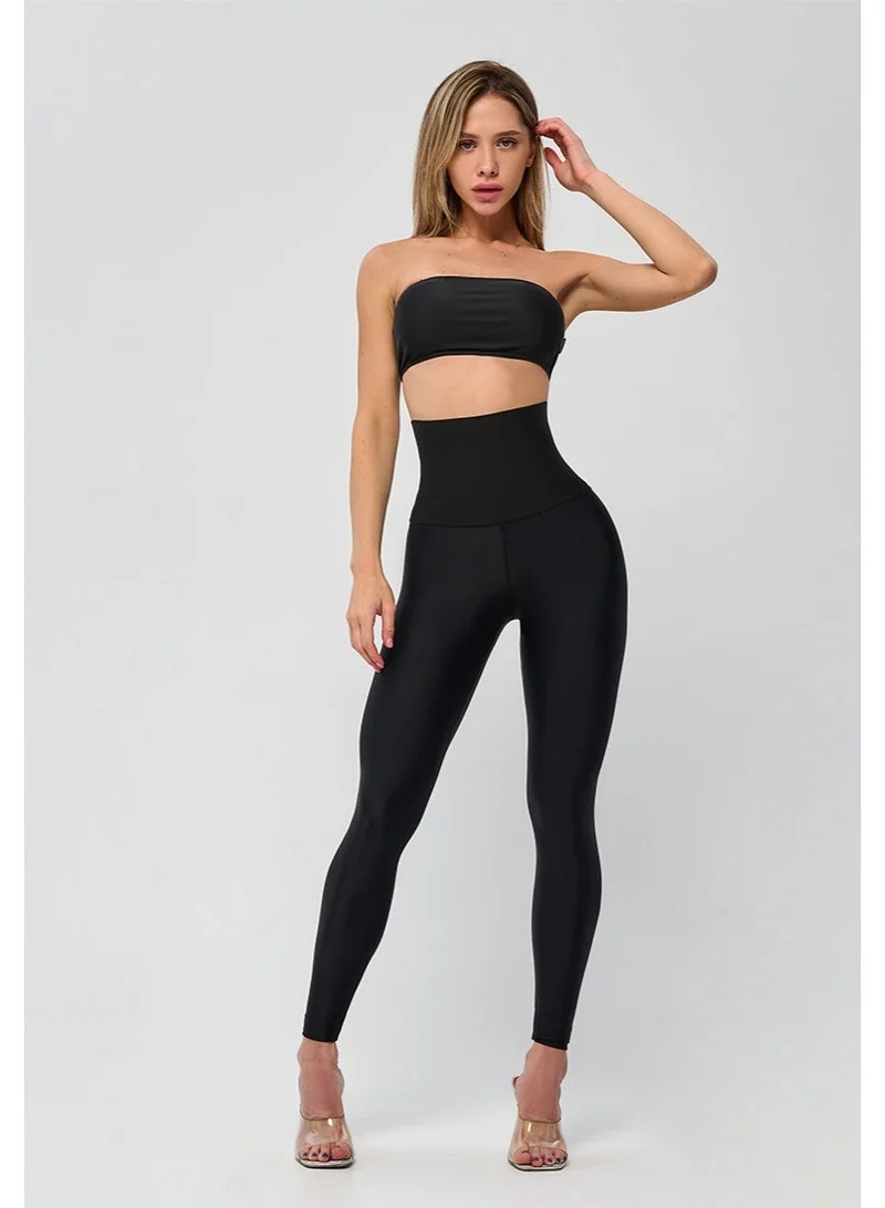 Bona Fide Compressed Black Bona Fide Premium Quality High Waisted Leggings for Women with Unique Design and Tummy Control - Womens Workout Leggings for Women | Best Price UAE