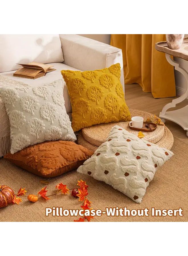 Beige Squirrel Autumn Plush Pillow Cover 17.72 Inch 3D Embroidery - Image 1