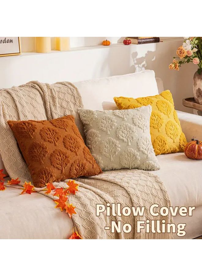 Beige Squirrel Autumn Plush Pillow Cover 17.72 Inch 3D Embroidery - Image 3