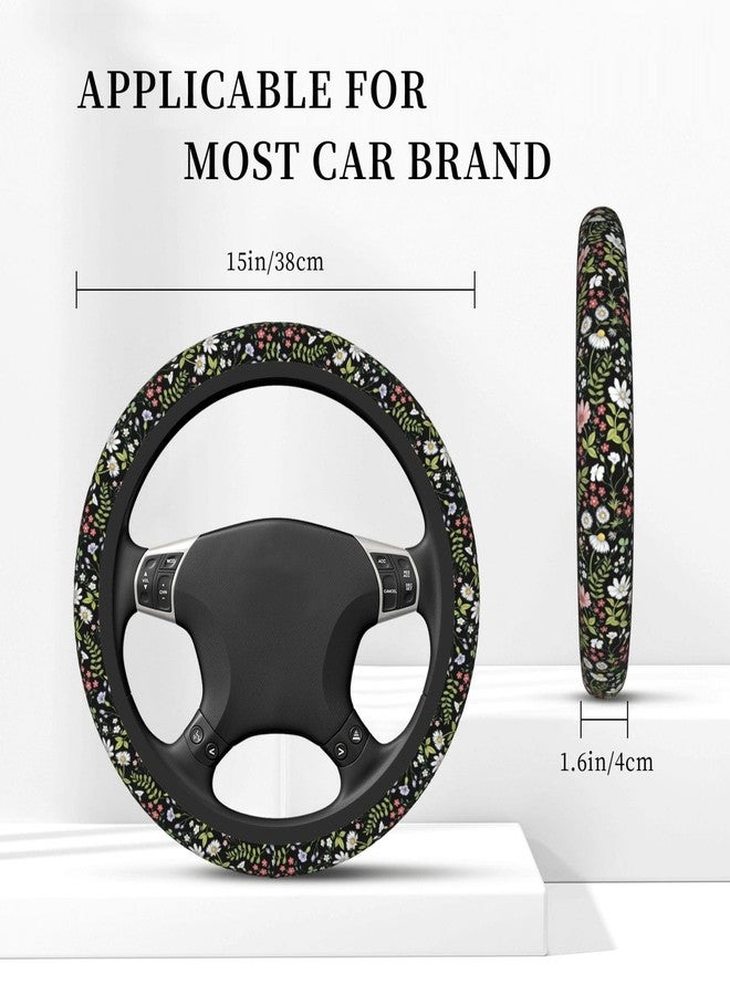 KARREAL Garden Plants Floral Elastic Steering Wheel Cover, Non-Slip Breathable Neoprene Steering Wheel Covers, Women Car Accessories, Universal 15 Inch Fit Auto, Suvs, Truck - Image 4