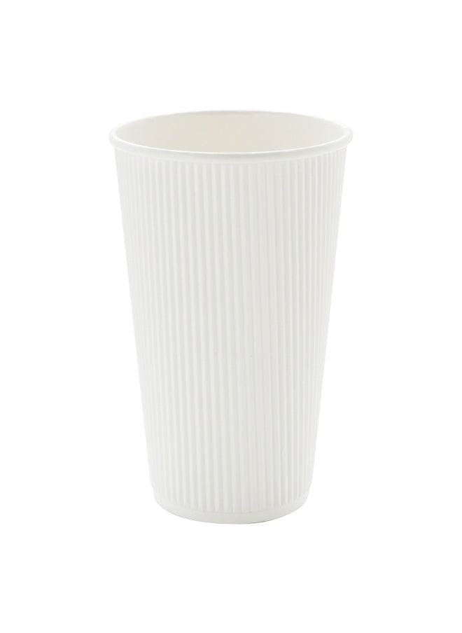 Restaurantware Restaurantware 20 Ounce Ripple Insulated Coffee Cups, 250 Double Wall Corrugated Tumblers, Leakproof, Sustainable White Paper Design, Ribbed Surface, Secure Grip, Matching Lids Sold Separately  - Image 1