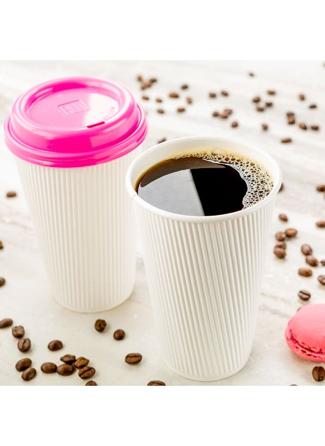 Restaurantware Restaurantware 20 Ounce Ripple Insulated Coffee Cups, 250 Double Wall Corrugated Tumblers, Leakproof, Sustainable White Paper Design, Ribbed Surface, Secure Grip, Matching Lids Sold Separately  - Image 3