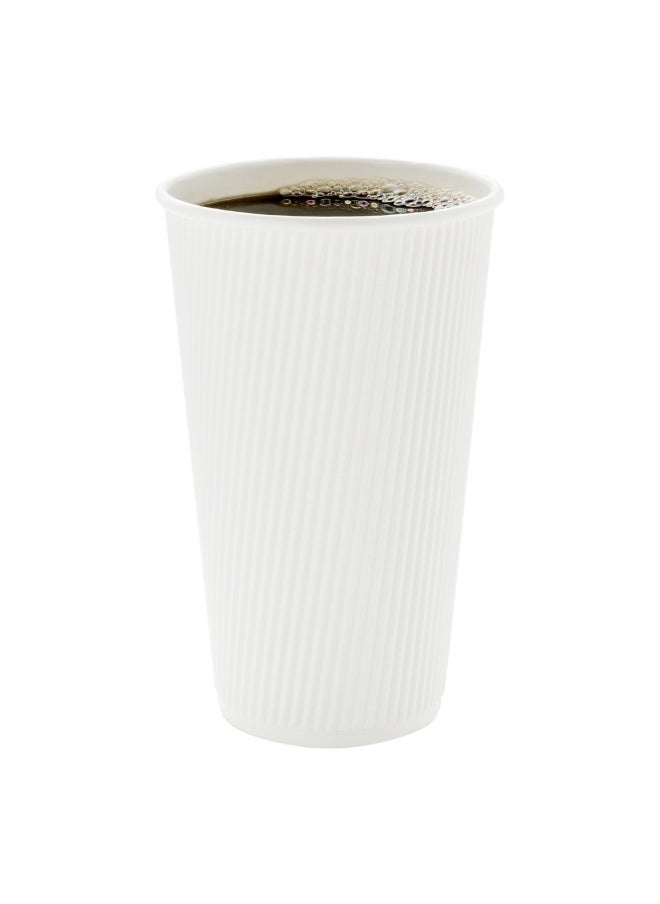 Restaurantware Restaurantware 20 Ounce Ripple Insulated Coffee Cups, 250 Double Wall Corrugated Tumblers, Leakproof, Sustainable White Paper Design, Ribbed Surface, Secure Grip, Matching Lids Sold Separately  - Image 2